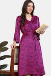 Zivame Primrose Woven Robe - Dark Purple — thumbnail 4